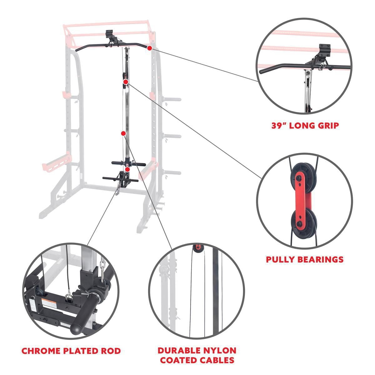 Sunny Health & Fitness Lat Pull Down Attachment Pulley System for Power Racks – SF-XF9927