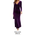 thumbnail image 2 of relayinert Polyester Fashionable And Versatile Long Sleeve Bodycon Dress Wide Application Evening Dress V-neck Deep Purple S, 2 of 6