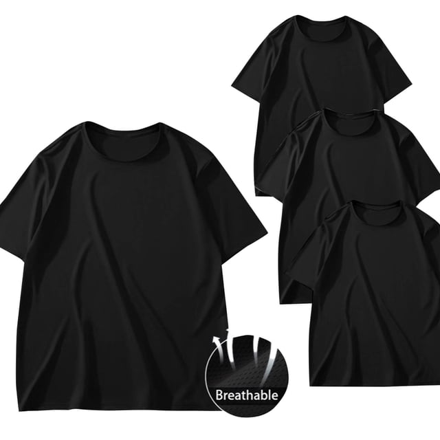 asjyhkr 3PCS Plus Size Men's Short Sleeve T-Shirt Crew Neck Tshirts Basic Plain Tees M-5XL