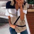 thumbnail image 2 of Birdeem Mode Femmes Été Col en V Manches Courtes Imprimé Fermeture Éclair T-Shirt Blouse Décontractée, 2 of 6