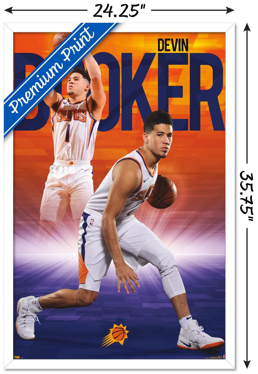 NBA Phoenix Suns - Devin Booker 18 Wall Poster, 22.375" x 34" Framed
