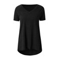 thumbnail image 4 of CEHVOM Mode Femme Grande Taille Imprimé Col en V Manches Courtes T-shirt Long Blouse, 4 of 4