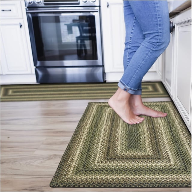 Pinecone Green Jute Braided Rug Runner, 22x72 Rectangle - Warm Country Rustic Decor, Perfect for Laundry Rooms, Kitchens and Entryways - Reversible and Easy to Clean