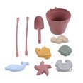 thumbnail image 3 of Silicone Beach Toys Silicone Beach Toys Set Kids Outdoor Play Toy Silicone Beach Toys Baby Sand Play Toys Set Includes Silicone Bucket Animal Model Sand Shovel StringBrick Red, 3 of 8