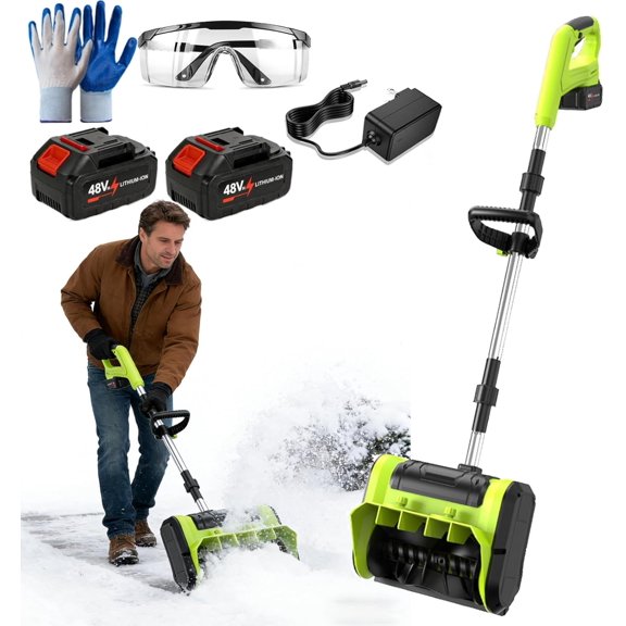 Pelle à Neige Électrique Sans Balais et Sans Fil, Souffleuse à Neige Sans Fil de 12 Pieds', Chasse-Neige à Piles, Pelle Électrique à Direction Réglable pour Outil de Déneigement des Sentiers, Patios, Terrasses et Entrées