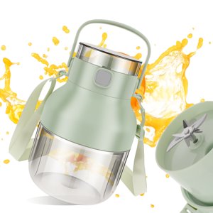 Grusce Mélangeur personnel portable avec étrier et paille 1 L USB Mélangeur en plastique rechargeable de type C 1300mAh Mélangeur personnel 10 Mélangeur de jus de fruits BPA Juicer personnel gratuit