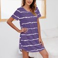thumbnail image 2 of Ketyyh-chn99 Ensemble de Pyjama pour Femmes Shorts Chemise de Nuit à Manches Courtes à Rayures Imprimées Col Rond Mignonne Nuisette Confortable Robe de Nuit Violet,P, 2 of 4