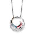 thumbnail image 1 of Diamond2Deal 925 Sterling Silver Rhodium-plated Multi-color CZ Color Me Happy Circle Necklace for Women 18", 1 of 5