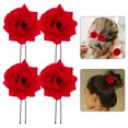 thumbnail image 4 of MasteelfCA 4 Pcs Épingles à Cheveux Rétro pour Femmes, Épingles à Cheveux Fleur Artificielle Rose, Accessoires pour Cheveux (Rouge), 4 of 8