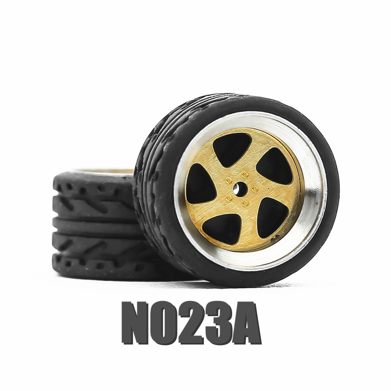 1/64 Hot Wheels Carlomo N-Class 2 Detail-up Sets Wheels With Rubber Tires Assembly Rims for Model Car Tomica 4pcs Set N023A