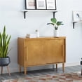 thumbnail image 2 of Crosley Furniture Table Console Multimédia en Bois Everett, Brun Gland, 2 of 8
