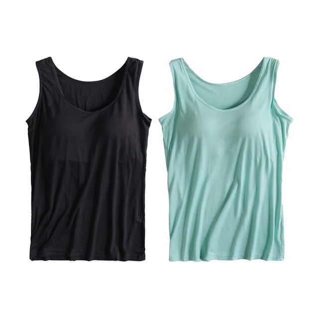 Camisole en Coton pour Femmes, Camisole Ajustable avec Soutien-Gorge Intégré, Tricot Extensible