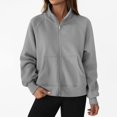 thumbnail image 1 of CHCNHAC Vestes à Capuche Zippées pour Femmes Décontractées Douces Confortables en Polaire Poches Doubles Grande Taille Col Rond Chandail en Molleton Mode Hiver Gris m, 1 of 6