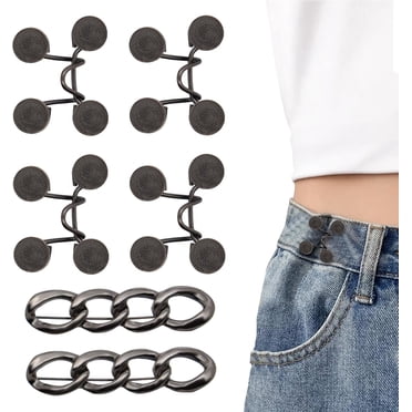 6 Set Pant Waist Tightener Buttons Pins for Loose Jeans Reusable Waist Cincher Clip Metal Brooch for Clothing Dresses Skirts No Sewing Decoration Accessories