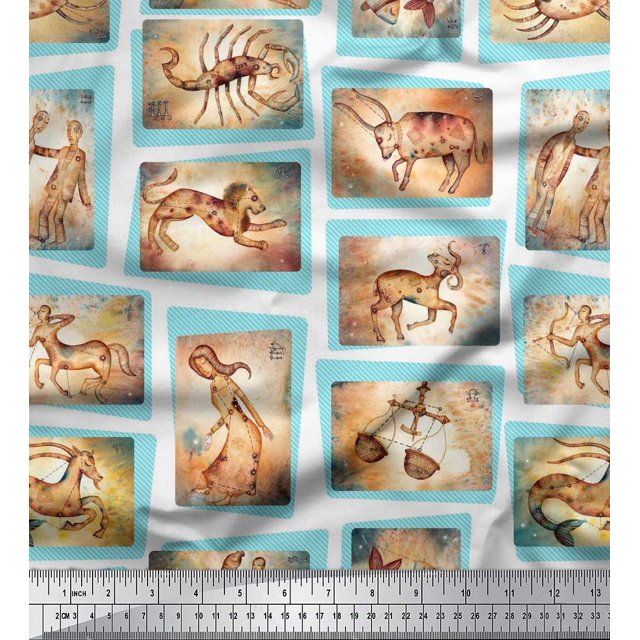 Soimoi Tissu Modal Satin Signe du Zodiaque Patchwork Tissu Imprimé 1 Yard 42 Pouces de Large