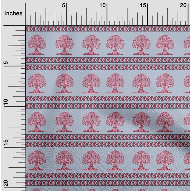 oneOone Cotton Poplin Fabric Arrow & Tree Block Print Fabric By Yard 56 Inch Wide