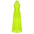 thumbnail image 3 of iefiel Robe de Danse Lyrique pour Femmes Sans Manches avec Strass Scintillants Fendue Robe Maxi Tenue de Danse de Salon Vert Fluorescent m, 3 of 5