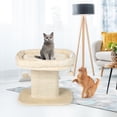 thumbnail image 3 of Gymax Arbre à Chat Moderne Tour pour Chat Tour d'Activités pour Chat avec Grand Perchoir en Peluche Beige, 3 of 10