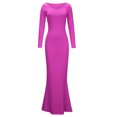 thumbnail image 3 of EQWLJWE Robes Moulantes pour Femmes Élégantes Col Rond Ajusté Manches Longues Aguichant sous-Couche Robe Nuisette, 3 of 6
