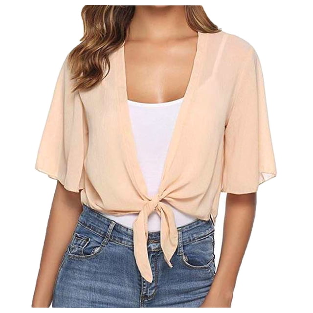 Wolfast Hauts à Manches Courtes pour Femmes Châles et Étoles en Mousseline Douce pour Robe de Soirée Cape Boléro Flapper Uni Manches Courtes Châles et Étoles pour Femmes Mariage