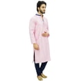 thumbnail image 3 of Atasi Designer Men's Pink Party Wear Kurta Pyjama Set Long Dupion Shirt-Small, 3 of 4