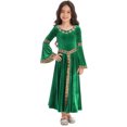 thumbnail image 1 of Robe de Princesse Médiévale pour Filles, Robe Maxi Vintage Renaissance, Robe de Bal, Tenue de Fête, Vert 16, 1 of 6