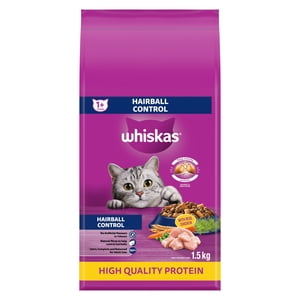 Whiskas Hairball Contrôle avec de vrais aliments de chat sec de poulet