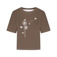 thumbnail image 3 of Blouses for Women Drop Shoulder Round Neck Oversized Crop Tops Workout Tops Tees, 3 of 7