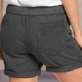 thumbnail image 5 of Plebaso 2025 Womens Drawstring Casual Shorts Elastic Waist Roll up Solid Color Summer Shorts with Pockets, 5 of 5