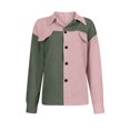 thumbnail image 3 of Ladies Corduroy Buttoned Cardigan Long Sleeve Lapel Loose Splicing Shirt Jacket, 3 of 6