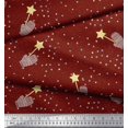 thumbnail image 3 of Soimoi Red Poly Georgette Fabric Musical Symbol & Star Print Sewing Fabric Yard 42 Inch Wide, 3 of 3