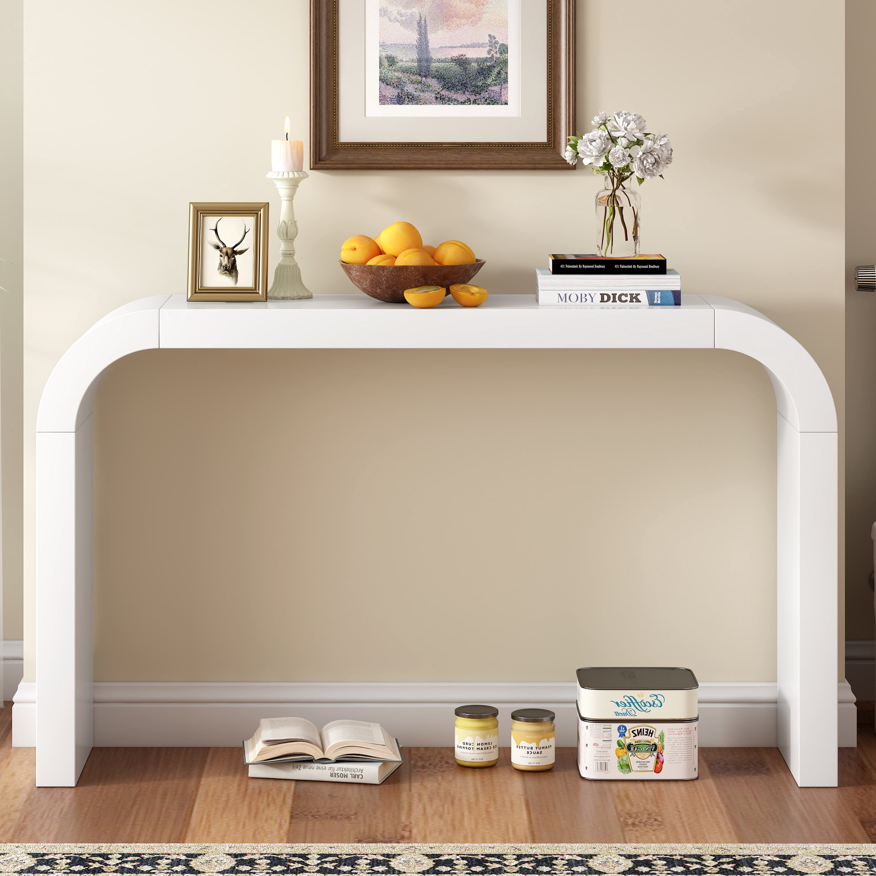 Noble House Modern Minimalist Console Table, Elegant and Versatile Design, Perfect, Sturdy and Stable Frame,White