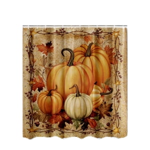 Fall Shower Curtains For Bathroom Autumn Pumpkin Farmhouse Thanksgiving Halloween Fabric Shower Curtain With Hooks Shower Liner Heavy Duty Storage Shower Curtain Liner Curtains for Sliding Glass Doors