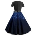 thumbnail image 3 of Jsaierl Robes de Noël Femmes Robe Décontractée Évasée Robe Vintage Années 1950 Robe de Fête Cocktail Robe Décontractée à Manches Courtes Robe des Fêtes, 3 of 3