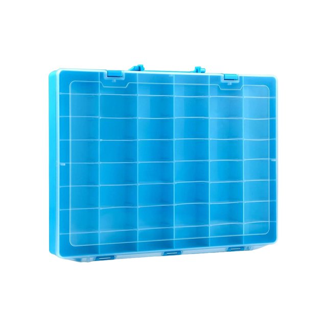 DOLITY Toy Storage Box 48 Grids Clear with Handle Storage Bin for Beads Nuts Sewing Blue