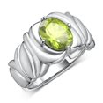 thumbnail image 3 of RYLOS Bagues pour Femmes Bague en Argent Sterling Solitaire Pierre Précieuse Ovale 9x7 mm avec Anneau Fini Satiné Péridot d'Août Bijoux Taille 9, 3 of 7