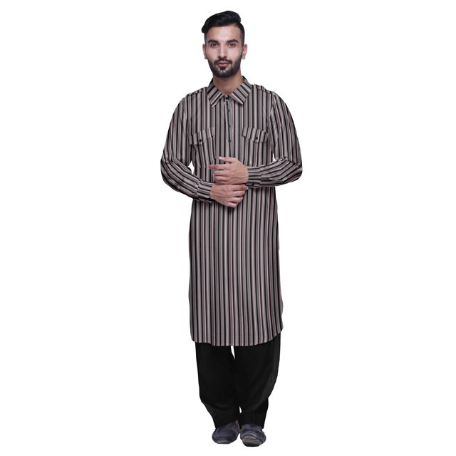 Atasi Printed Pathani Kurta With Salwar For Men Indian Summer Ethnic Set