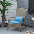 thumbnail image 2 of Outsunny Chaise Adirondack d'Extérieur en Rotin pour Foyer avec Coussin Bleu, 2 of 10
