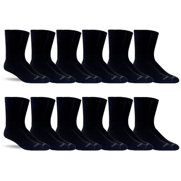 Genuine Dickies Men Lightweight Crew Work Socks - Black - 12 Pairs (2x6PK)