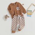 thumbnail image 2 of Gupgi Baby Boy Fall Outfits Checkered Plaid Pullover Pants 2Pcs Set, 2 of 8