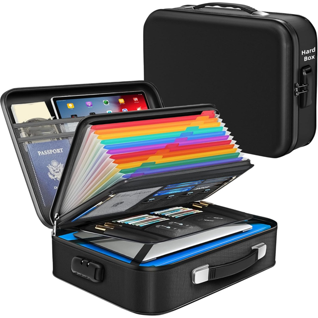 Fireproof Document Box - 8-Layer Hard Shell Fire Proof Safe for Home Documents,for Desk Money,for Passports Certificates,1 * fireproof safe