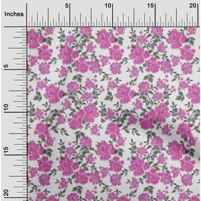 oneOone Cotton Silk Fabric Leaves & Floral Ikat Printed Craft Fabric BTY 42 Inch Wide