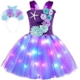 thumbnail image 1 of MIASHUI Princess Déguisement pour Filles Lampe LED Danse Fête Robes Ensemble Bandeau, Violet Foncé, 2-3 Ans, 1 of 7