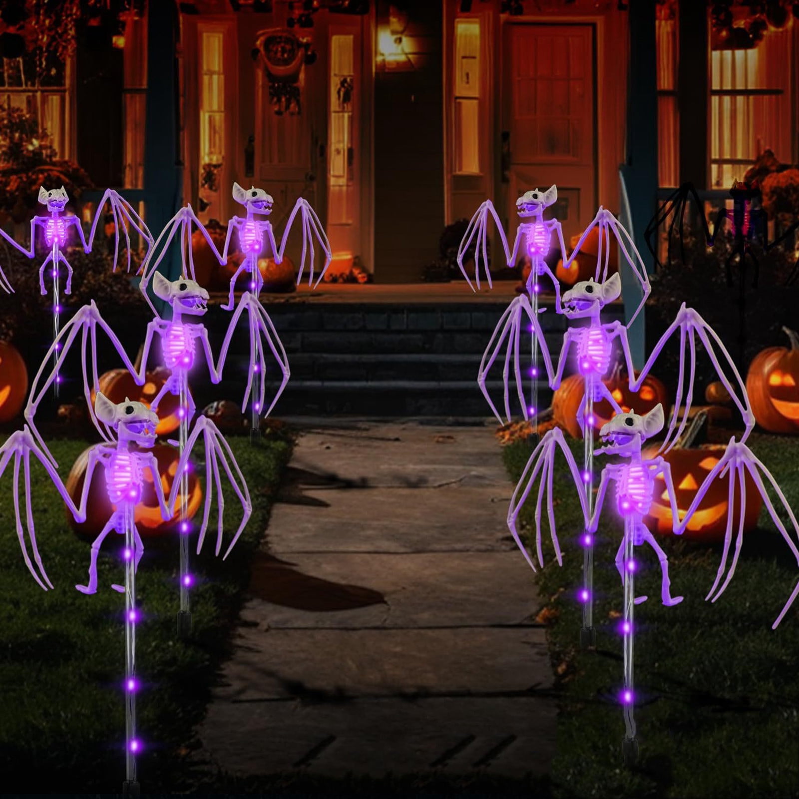 Halloween Solar Ground Plug Lights, Xinsrenus Solar Powered Skeleton Skull Light, Waterproof Automatic Outdoor Decoration for Garden Driveway Patio