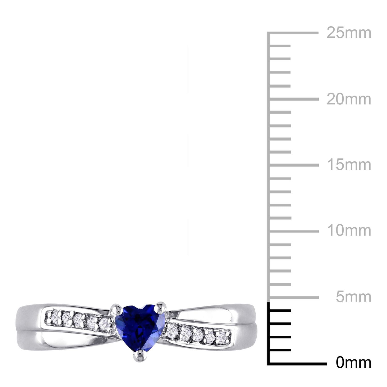 Tangelo 0.25 Carat T.G.W. Heart-Cut Created Blue Sapphire and Diamond Accent Sterling Silver Engagement Ring