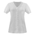thumbnail image 4 of Lenpel Women's Summer Tops Plus Size Ruffle Short Sleeve V Neck Lace Trim Textured Shirts Dressy Casual Blouses, 4 of 4