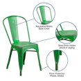 thumbnail image 3 of Bowery Hill Metal Curved Slat Back Dining Side Chair in Distressed Green, 3 of 7