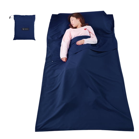 Ultralight Travel Sleeping Bag Liner - Polyester Fiber Material, Moonlight Blue, 115x210cm (45.3x82.7in), 0.6kg/1.3lb with Storage Bag for Camping & Hotel Use