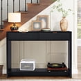 thumbnail image 1 of WIRRYTOR Table Console avec Rangement, Table de Canapé Moderne pour Salon, Table de Canapé Étroite avec 2 Tiroirs en Bois et Tablette de Rangement Ouverte, Noir, 1 of 7
