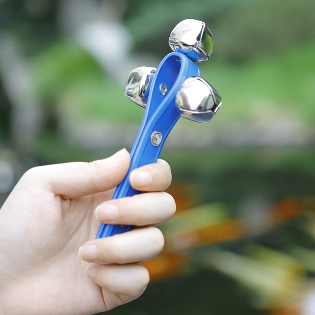 Yeacher Handle Bell Shaker Handbell Stick Percussion Musical Toy with 3 Jingle Bells for Children